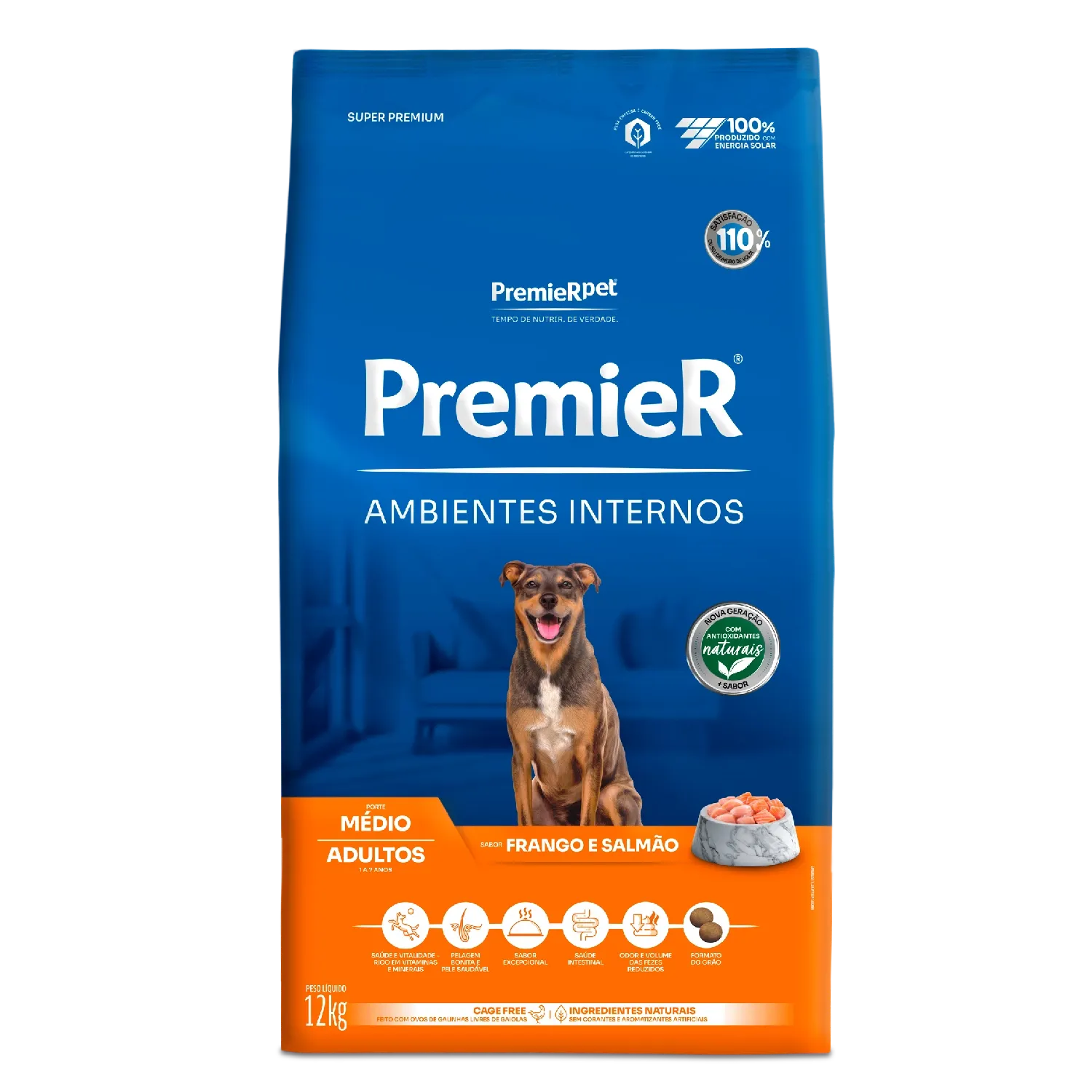 Ração Premier Ambientes Internos Cães Adultos Porte Médio Frango e Salmão